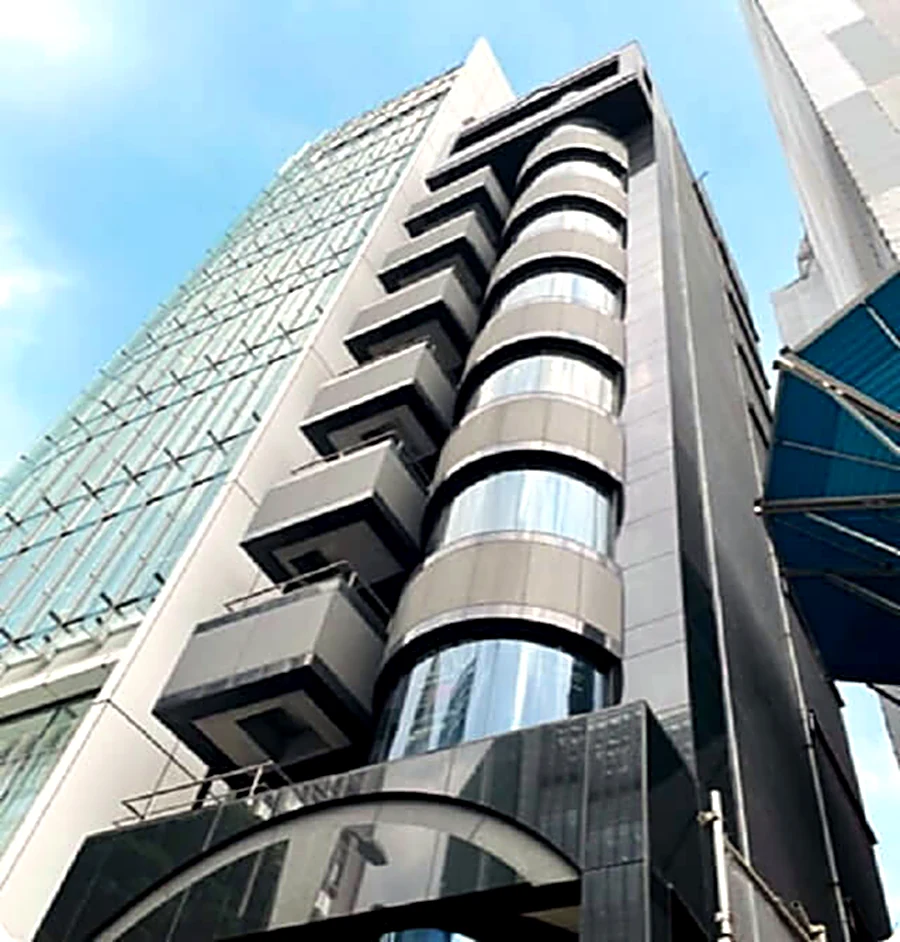 The exterior of the FALCON office building in Tokyo, where sealed Japanese Pokemon product is inspected and shipped