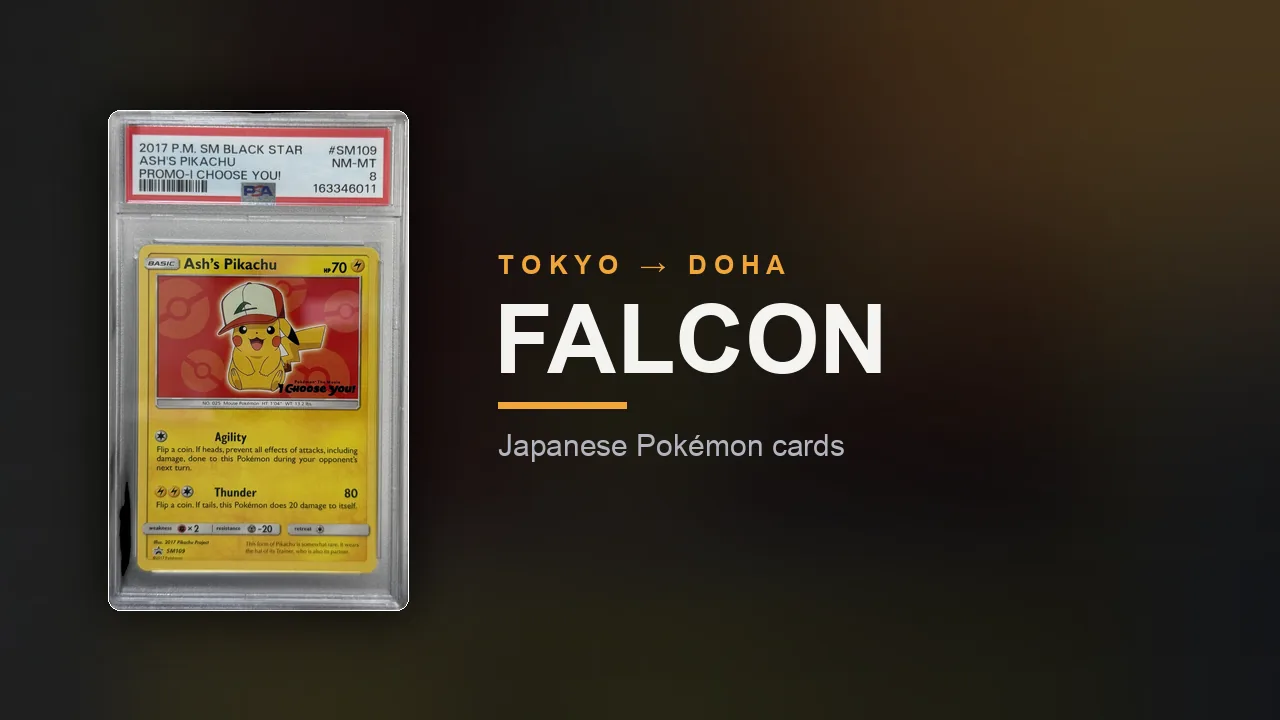 A graded Japanese Pokemon card in a protective slab under even indoor lighting, illustrating careful storage conditions